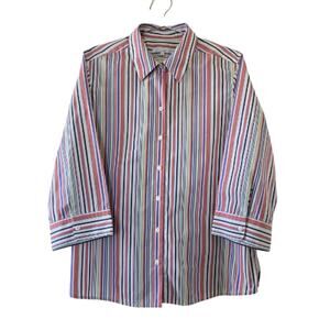 Foxcroft Wrinkle Free Striped Button Down Shirt Multicolor Women Size 16 Shaped